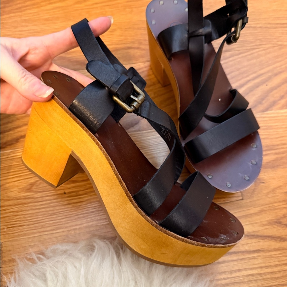 Ash Black and Tan Platform Sandals